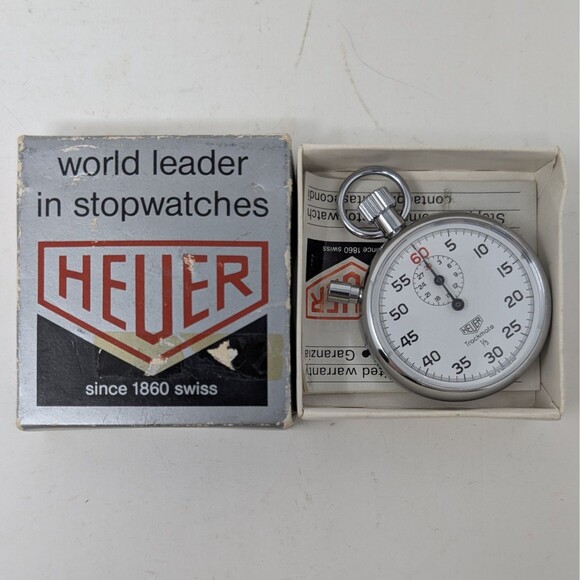 Vintage Tag Heuer Trackmate Stopwatch 1/5 Ref 592 With Box Receipt 1980s Tested - Picture 5 of 12
